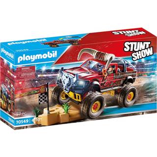 Playmobil Stunt Show Bull Horn Monster Truck med bevægelige dæk, aftageligt tag, har plads til 4 figurer
