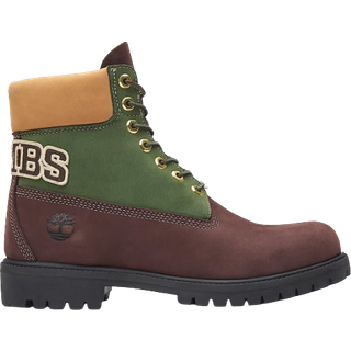 Premium 6-Inch Lace Up Støvler, Dark Brown Nubuck/Green, 46