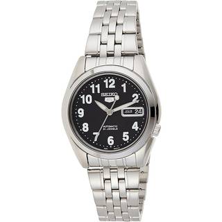 Seiko 5 Automatic Black Dial Silver Stainless Steel Bracelet Men's Watch SNK381K1