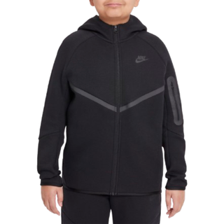 Nike Sportswear Tech Fleece-hættetrøje med lynlås i fuld længde til større børn (udvidet størrelse) - sort - XL+