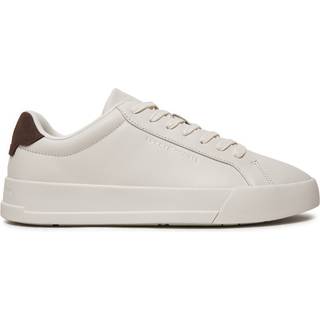 Leather Contrast Heel Court Trainers