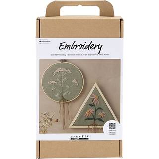 DIY Kit Broderi, broderibillede, støvet grøn