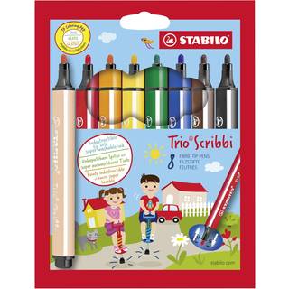 STABILO ® Trio® Scribbi Trekantet fiberpen med fjederspids, sæt med 8 penne