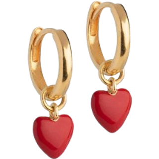 Enamel Amore Øreringe 18 kt. Forgyldt Sølv E376G/Red - Dame - 925 Sterling Silver