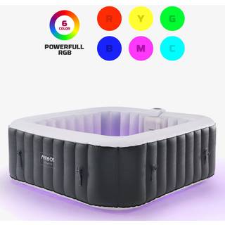 Arebos® Whirlpool Tenerife LED Spa oppustelig,indendørs & udendørs,185x185cm, spa til 6 personer