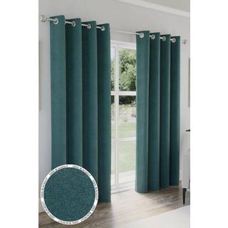 Enhanced Living Enhanced Living Teal Austin Blackout Thermal Linen Look Pair of Eyelet Curtains