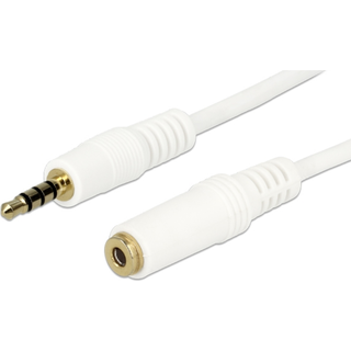 Delock 4 pin TRRS Minijack forlængerkabel - Hvid - 1 m