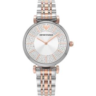 Emporio Armani Gianni T-BAR Two-Tone Stainless Steel Silver Dial Women's Watch AR11537