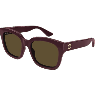 Gucci Kvinde GG1338SK 004 Solbriller Injiceret Bordeaux Brun Firkantet Normal