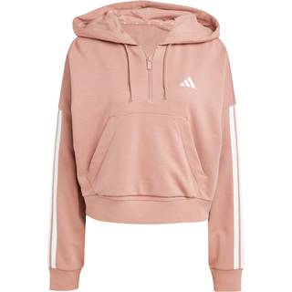 Essentials 3-Stripes French Terry Quarter-Zip hættetrøje - Warm Clay / White - XS