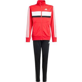Seasonal Essentials Tiberio 3-Stripes Tricot Kids træningsdragt - Pure Ruby / White - 128