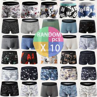 TEMU 10pcs Random , Men's Elastic Flat Angle Underwear, Soft, Comfortable And Breathable Flat Angle Underwear
