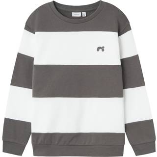 Name It Bright White/castlerock Bredstribet Sweatshirt