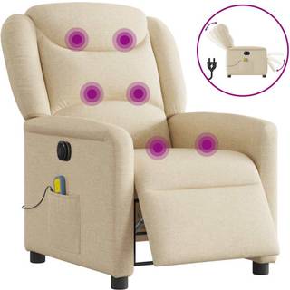 eldrevet massagestol stof cremefarvet