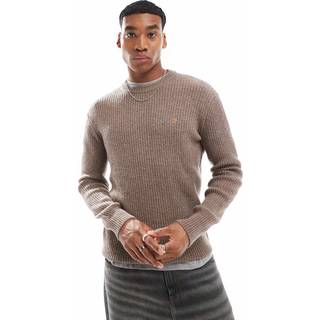 Farah Halton Ribbed Wool Jumper Brown