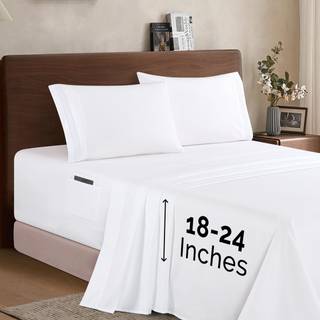 Elegant komfort Luksus 1500 Premium Hotel Quality Microfiber 4 -Piece Sheet Set - Blød rundt omkring elastisk 18-24 tommer dyb monteret ark - Eks