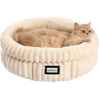 BALANCE Katteseng Killingeseng Vaskbar Runde kattesenge til indendrs katte Super bld plys kledyrsseng i imiteret pels til hvalp og killing med
