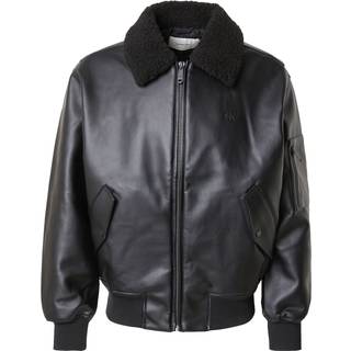 Faux Leather Aviator Jacket - Black - XXS