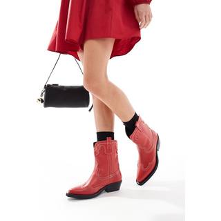Off The Hook Off The Hook Red Portobello High Ankle Cowboy Leather Boots