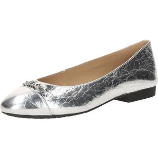 MK Rebecca Flex Crackled Metallic Leather Ballet Flat - Silver - Michael Kors - EU 35