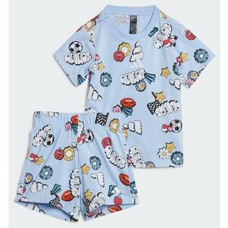 Seasonal Essentials Fun Allover Print Kids sæt - Glow Blue / Multicolor / White - 104
