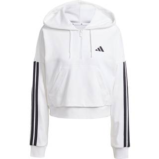 Essentials 3-Stripes French Terry Quarter-Zip hættetrøje - White / Black