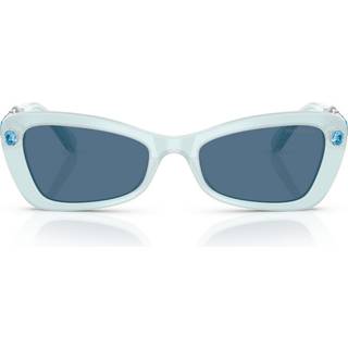 Swarovski Kvinde SK6033 102455 Solbriller Acetat Blå Blå Geometrisk Normal