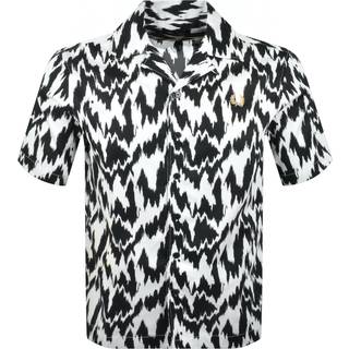 Fred Perry Animal Print Revere Shirt Off White