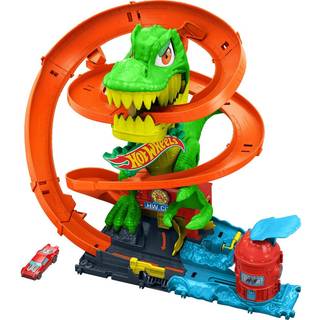 Hot Wheels T-Rex Fire Station bilbane med metalbil