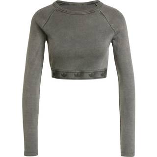 Top adidas Ribbed Longsleeve Crop Top Black M - Black - M