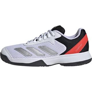 Courtflash Tennis Kids sko - Cloud White / Silver Metallic / Bright Red - 37 1/3
