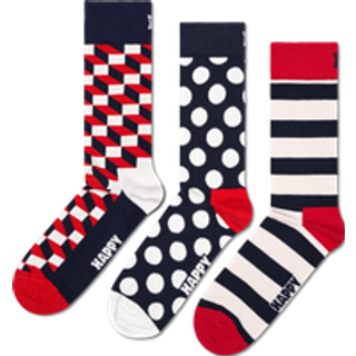 Navy 3-Pack Fun & Colorful Crew Socks - Navy, White, Red - 36-40