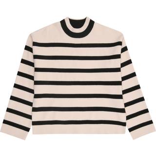 Kids Only Birch/black Stribet Loose Højhalset Strikbluse