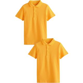 Next Yellow Regular Fit Cotton School Short Sleeve Polo Shirts 2 Pack (3-16yrs)