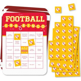 Stor prik af lykke i min fodbold æra - bingokort og markører - rød og guld sportsfest bingospil - sæt af 18
