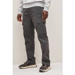 Next Grey Charcoal Straight Fit Cotton Stretch Cargo Trousers