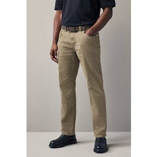 Next Tan Brown Straight Fit Belted Authentic Jeans