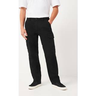 Next Black Straight Fit Cotton Stretch Cargo Trousers