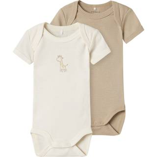 Name It 3pak Bodystocking i beige og hvid med giraffer til baby