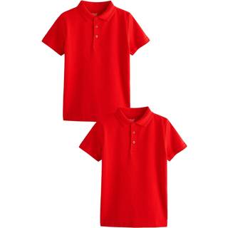 Next Red Regular Fit 100% Cotton Short Sleeve Polo Shirts 2 Pack (3-16yrs)