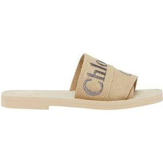 ChloÃ© Woody logo embroidered slides - neutrals - EU 38