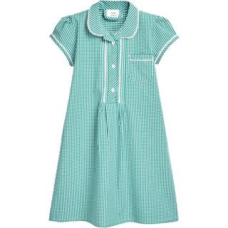 Next Green Cotton Rich Button Front Lace Gingham School Dress (3-14yrs)