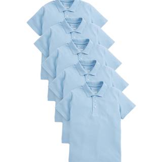 Next Blue School Short Sleeve Cotton Polo Shirts 5 Pack (3-16yrs)