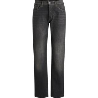 Jeans med straight fit i falmet sort denim med behageligt stræk