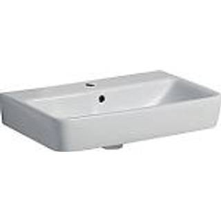 Geberit Renova Compact håndvask: B=60cm, T=37cm, Hanehul=Midtpå, Overløb=Synlig, Hvid / KeraTect