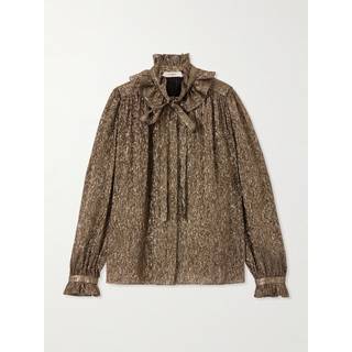 ChloÃ© Ruffled lamÃ© silk-blend blouse - metallic - L