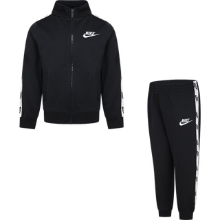 Nike Nike Black Little Kids Poly Full Zip Tape Logo Tracksuit Set