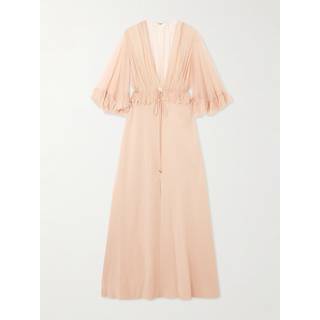 ChloÃ© Ruffled silk-blend crÃªpe maxi dress - black - S