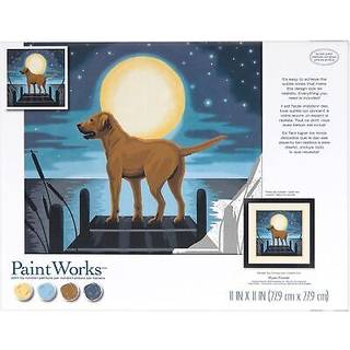 Dimensioner Paintworks 73-91857 Moonrise Dog Animal Paint by Number Kit til voksne og b?rn 11 """" X 11 """" Multicolor 12pcs