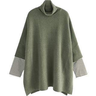 Next Khaki/Green Knitted Poncho with Stripe Sleeve